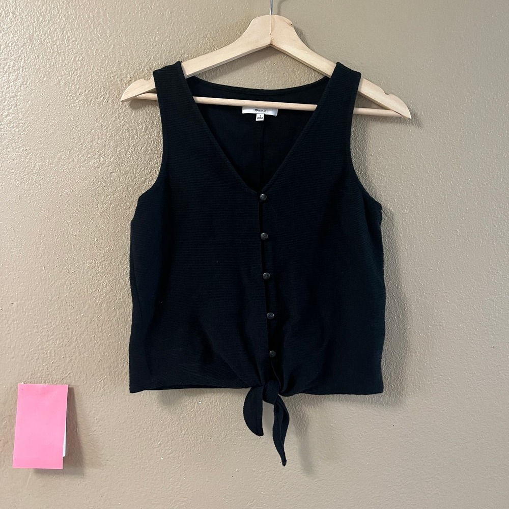 Madewell Texture & Thread Button Front Tie Tank - image 2